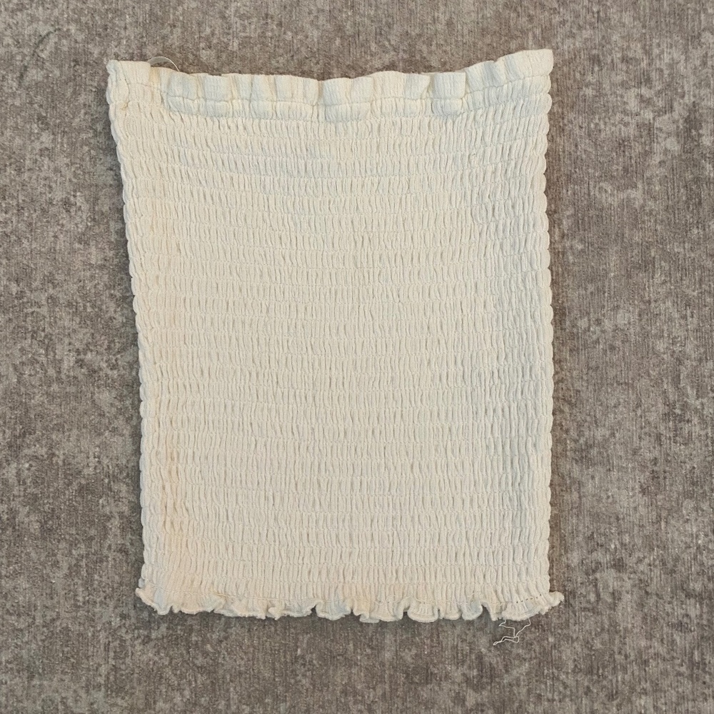 Cream Crinkle Tube Top (S)